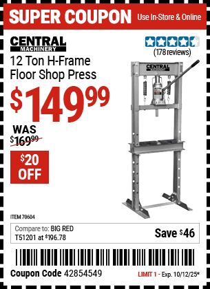 Harbor Freight Coupons, HF Coupons, 20% off - 70604