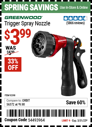 Harbor Freight Coupons, HF Coupons, 20% off - Trigger Spray Nozzle