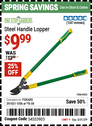 Harbor Freight Coupons, HF Coupons, 20% off - Steel Handle Lopper