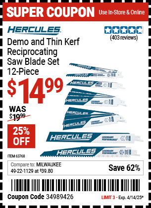 Harbor Freight Coupons, HF Coupons, 20% off - Hercules 6