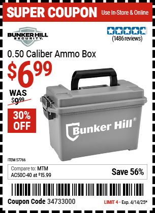 Harbor Freight Coupons, HF Coupons, 20% off - 0.50 Caliber Ammo Box