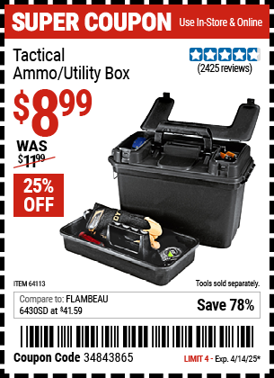 Harbor Freight Coupons, HF Coupons, 20% off - Tactical Ammo Box W/tray