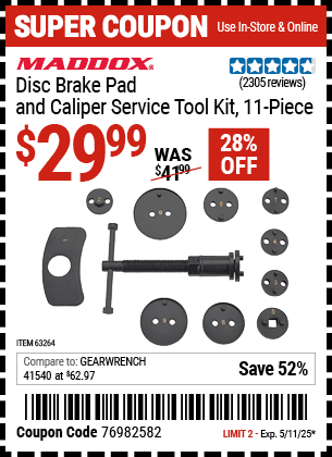 Harbor Freight Coupons, HF Coupons, 20% off - 11 Piece Disc Brake Pad And Caliper Service Tool Kit