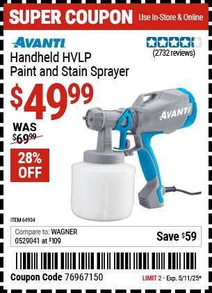 Harbor Freight Coupons, HF Coupons, 20% off - Avanti Hvlp Hand Held Paint Sprayer