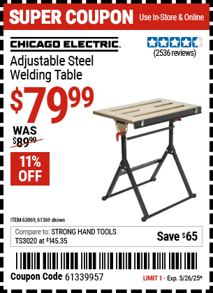 Harbor Freight Coupons, HF Coupons, 20% off - Adjustable Steel Welding Table