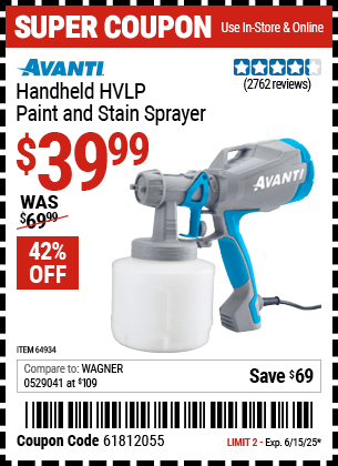 Harbor Freight Coupons, HF Coupons, 20% off - Avanti Hvlp Hand Held Paint Sprayer