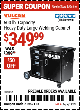 Harbor Freight Coupons, HF Coupons, 20% off - Vulcan Commercial Quality Heavy Duty Welding Cabinet