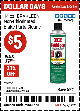Harbor Freight Coupons, HF Coupons, 20% off - 14 Oz. Brakleen Non-Chlorinated Brake Parts Cleaner