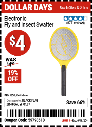 Harbor Freight Coupons, HF Coupons, 20% off - Electric Fly Swatter