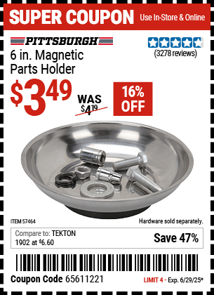 Harbor Freight Coupons, HF Coupons, 20% off - 6 in. Magnetic Parts Holder