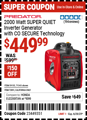 Harbor Freight Coupons, HF Coupons, 20% off - 72891