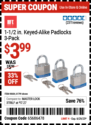 Harbor Freight Coupons, HF Coupons, 20% off - 3 Piece, 1-1/2