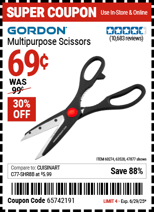 Harbor Freight Coupons, HF Coupons, 20% off - Multipurpose Scissors
