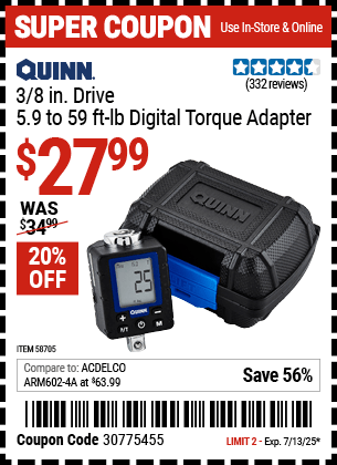 Harbor Freight Coupons, HF Coupons, 20% off - 58705