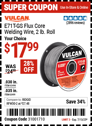 Harbor Freight Coupons, HF Coupons, 20% off - Flux Core Welding Wire