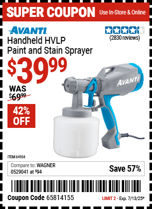 Harbor Freight Coupons, HF Coupons, 20% off - Avanti Hvlp Hand Held Paint Sprayer