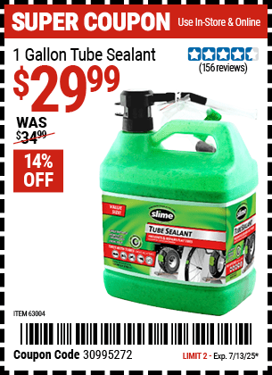 Harbor Freight Coupons, HF Coupons, 20% off - 1 Gallon Slime Tire Sealant