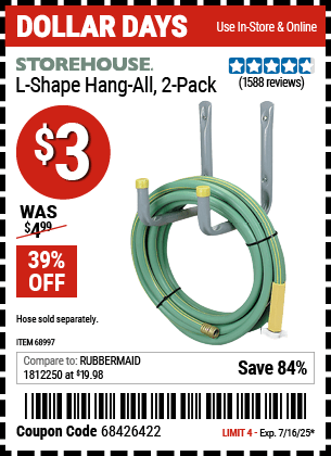 Harbor Freight Coupons, HF Coupons, 20% off - 2 Piece L-shape Hang-all