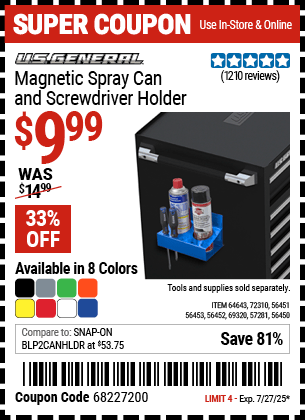 Harbor Freight Coupons, HF Coupons, 20% off - Magnetic Spray Can And Screwdriver Holders