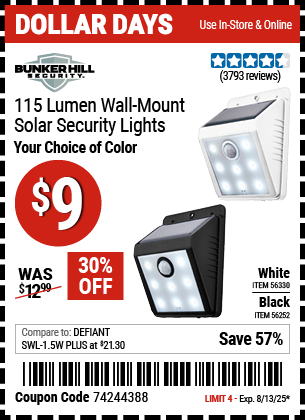 Harbor Freight Coupons, HF Coupons, 20% off - BUNKER HILL SECURITY Wall Mount Security Light for $9.99