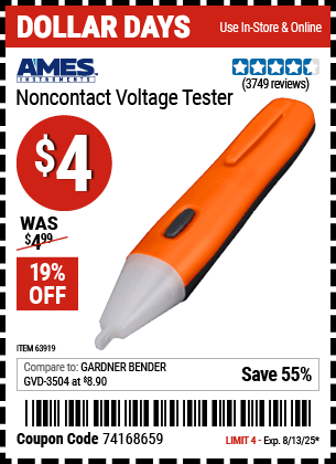 Harbor Freight Coupons, HF Coupons, 20% off - Non-contact Voltage Tester