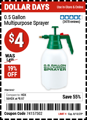 Harbor Freight Coupons, HF Coupons, 20% off - 0.5 Gallon Home And Garden Sprayer