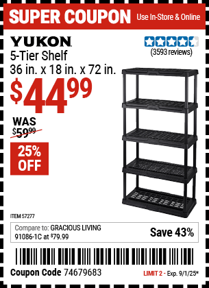 Harbor Freight Coupons, HF Coupons, 20% off - 5 Tier Storage Rack