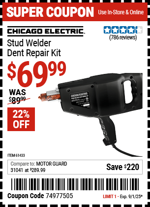 Harbor Freight Coupons, HF Coupons, 20% off - Stud Welder Dent Repair Kit