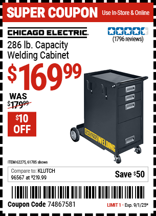 Harbor Freight Coupons, HF Coupons, 20% off - Welding Storage Cabinet