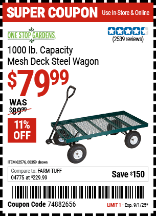 Harbor Freight Coupons, HF Coupons, 20% off - Steel Mesh Deck Wagon