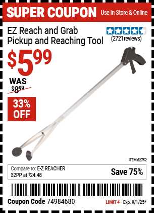 Harbor Freight Coupons, HF Coupons, 20% off - Ez Reach And Grab Pickup And Reaching Tool
