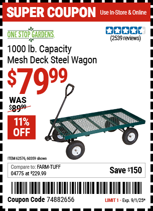 Harbor Freight Coupons, HF Coupons, 20% off - Steel Mesh Deck Wagon