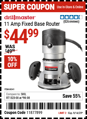 Harbor Freight Coupons, HF Coupons, 20% off - 2 Hp Fixed Base Router