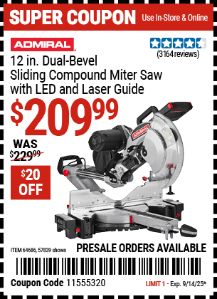 Harbor Freight Coupons, HF Coupons, 20% off - Admiral 12