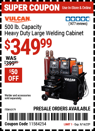 Harbor Freight Coupons, HF Coupons, 20% off - Vulcan Commercial Quality Heavy Duty Welding Cabinet