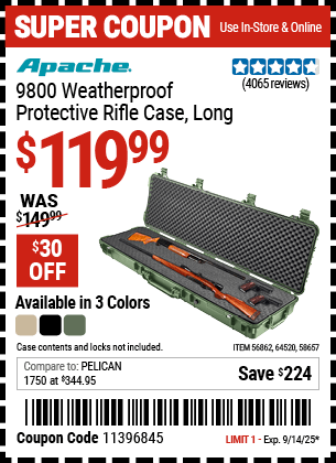 Harbor Freight Coupons, HF Coupons, 20% off - Apache 9800 Weatherproof 13-1/2