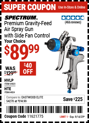 Harbor Freight Coupons, HF Coupons, 20% off - Spectrum 20 Oz. Professional Gravity Feed Air Spray Guns (hvlp/hte)