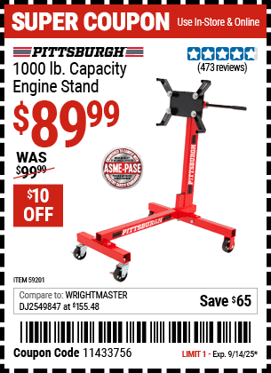 Harbor Freight Coupons, HF Coupons, 20% off - PITTSBURGH 1000 lb. Capacity Engine Stand 
