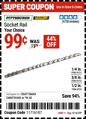 Harbor Freight Coupons, HF Coupons, 20% off - Socket Rails