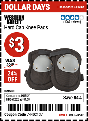 Harbor Freight Coupons, HF Coupons, 20% off - Hard Cap Knee Pads