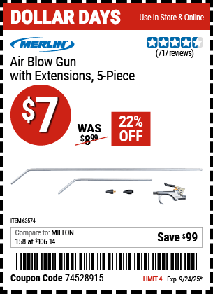 Harbor Freight Coupons, HF Coupons, 20% off - Merlin Air Blow Gun With 2 Ft. Extension