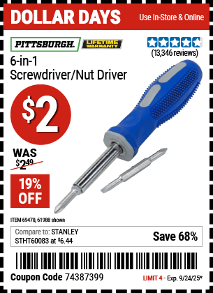 Harbor Freight Coupons, HF Coupons, 20% off - 4-in-1 Screwdriver