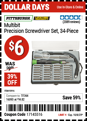 Harbor Freight Coupons, HF Coupons, 20% off - 34 Piece Multi-bit Precision Screwdriver Set