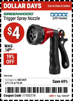 Harbor Freight Coupons, HF Coupons, 20% off - Trigger Spray Nozzle