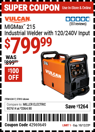 Harbor Freight Coupons, HF Coupons, 20% off - MIGMax 215 Industrial Welder with 120/240 Volt Input