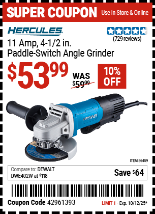 Harbor Freight Coupons, HF Coupons, 20% off - Hercules 4-1/2