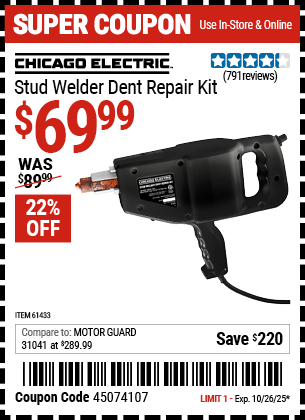 Harbor Freight Coupons, HF Coupons, 20% off - Stud Welder Dent Repair Kit