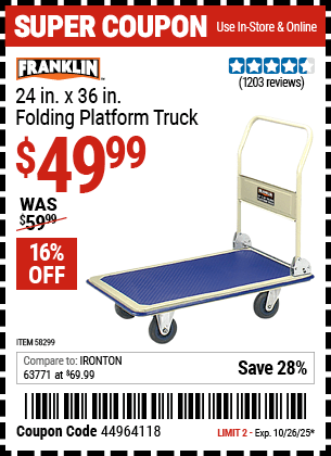 Harbor Freight Coupons, HF Coupons, 20% off - 58299