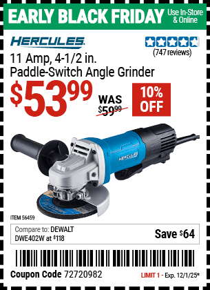 Harbor Freight Coupons, HF Coupons, 20% off - Hercules 4-1/2