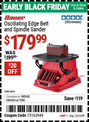 Harbor Freight Coupons, HF Coupons, 20% off - Oscillating Edge Belt and Spindle Sander